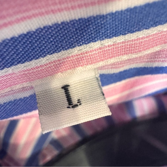 Lacoste Striped Shirt Men's Large Pink & Blue Stripes Pocket Logo Cotton - Picture 6 of 10